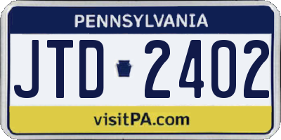 PA license plate JTD2402