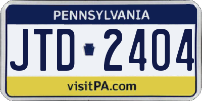 PA license plate JTD2404