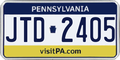 PA license plate JTD2405