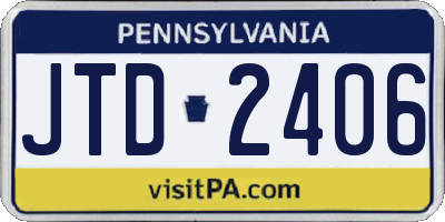 PA license plate JTD2406