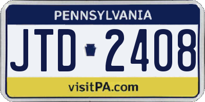 PA license plate JTD2408