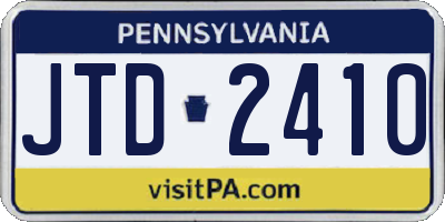 PA license plate JTD2410