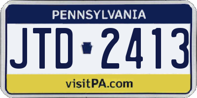 PA license plate JTD2413