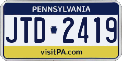PA license plate JTD2419