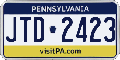 PA license plate JTD2423