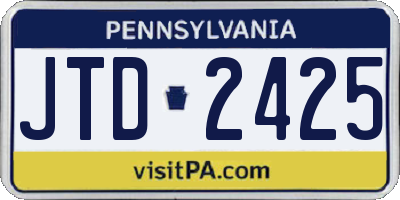 PA license plate JTD2425