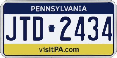 PA license plate JTD2434