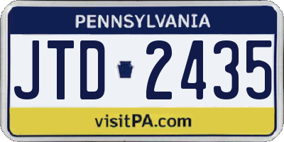 PA license plate JTD2435