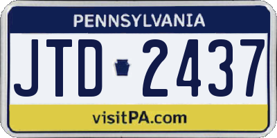 PA license plate JTD2437