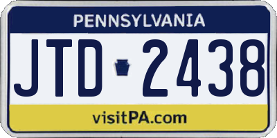 PA license plate JTD2438