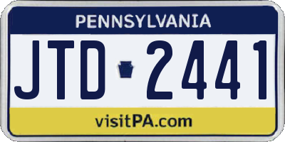 PA license plate JTD2441