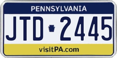 PA license plate JTD2445