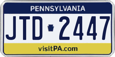PA license plate JTD2447