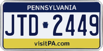 PA license plate JTD2449