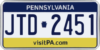 PA license plate JTD2451