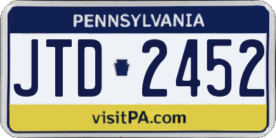 PA license plate JTD2452