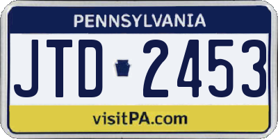 PA license plate JTD2453