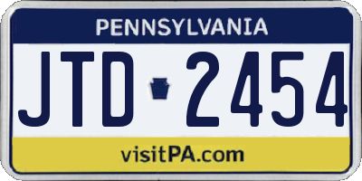 PA license plate JTD2454