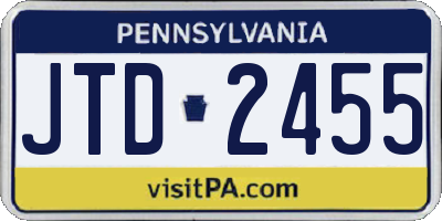 PA license plate JTD2455