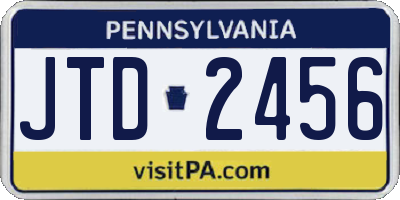 PA license plate JTD2456
