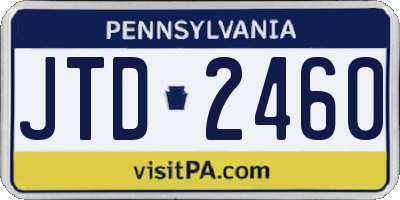 PA license plate JTD2460