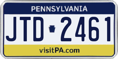 PA license plate JTD2461