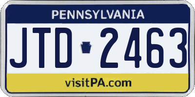 PA license plate JTD2463