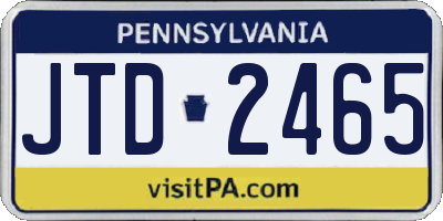 PA license plate JTD2465