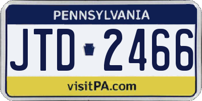 PA license plate JTD2466
