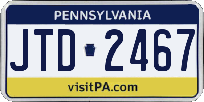 PA license plate JTD2467
