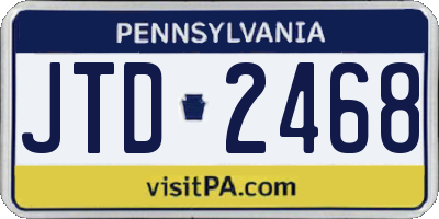 PA license plate JTD2468