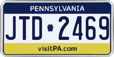 PA license plate JTD2469