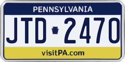 PA license plate JTD2470