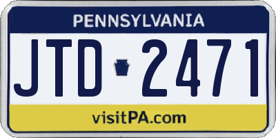PA license plate JTD2471