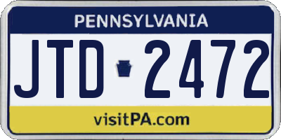 PA license plate JTD2472