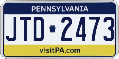 PA license plate JTD2473