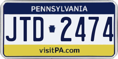 PA license plate JTD2474