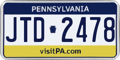 PA license plate JTD2478