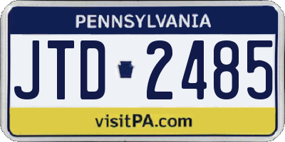 PA license plate JTD2485