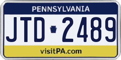 PA license plate JTD2489