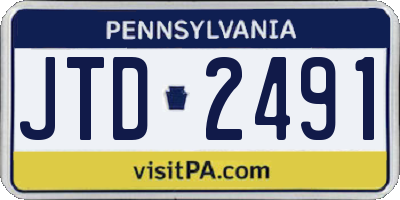 PA license plate JTD2491