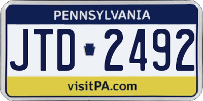 PA license plate JTD2492