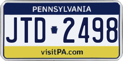 PA license plate JTD2498