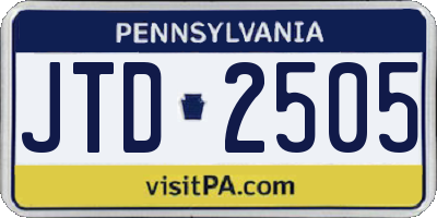 PA license plate JTD2505