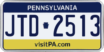 PA license plate JTD2513