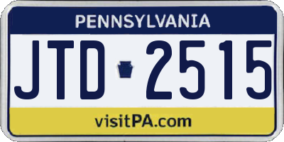PA license plate JTD2515