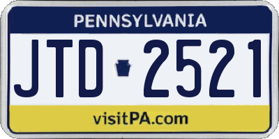 PA license plate JTD2521
