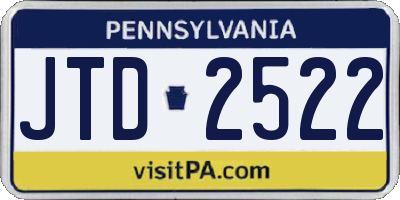 PA license plate JTD2522
