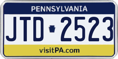 PA license plate JTD2523