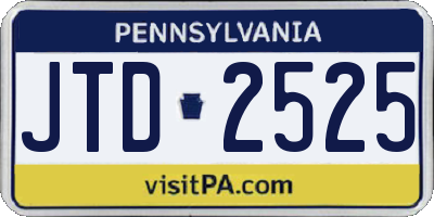 PA license plate JTD2525